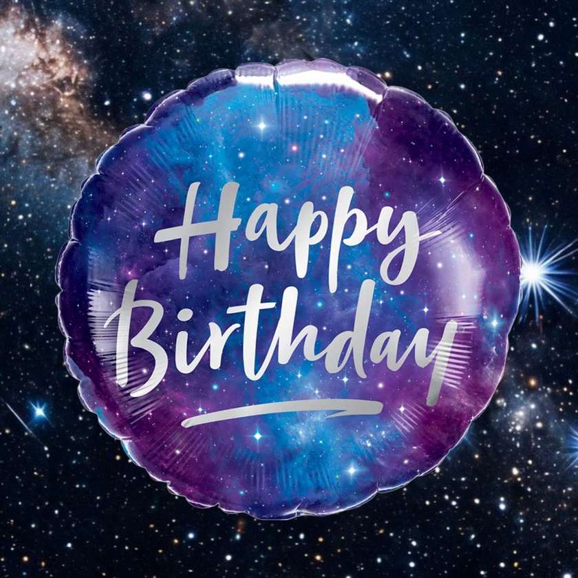 Foil balloon with helium (41cm) HAPPY BIRTHDAY space (1pc)(6)