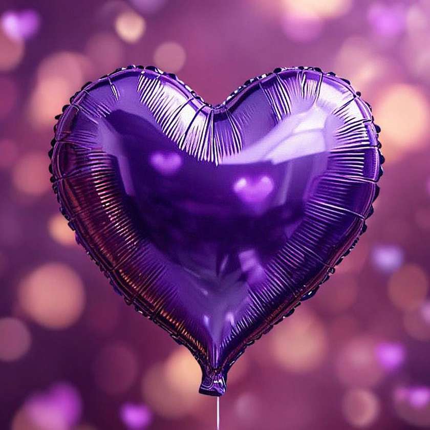 Foil heart with helium (41cm) purple (1pc)