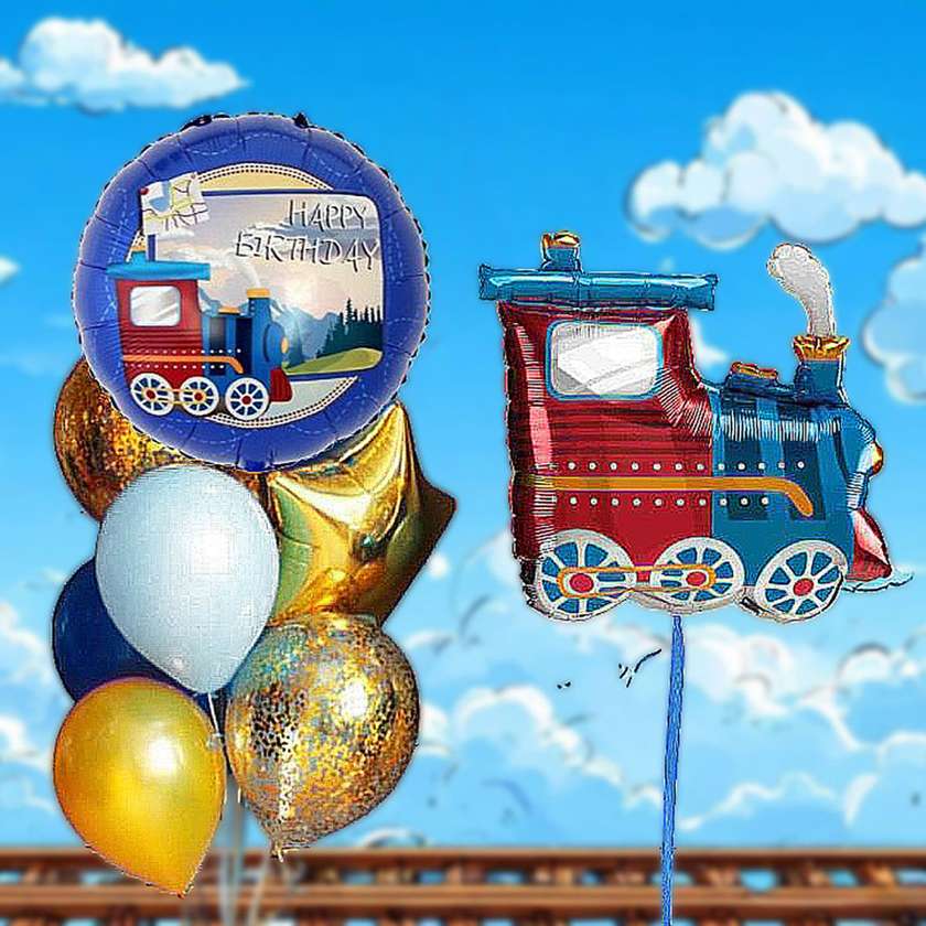 Set of balloons with helium "Happy Birthday - Little train " (9pcs)(22)