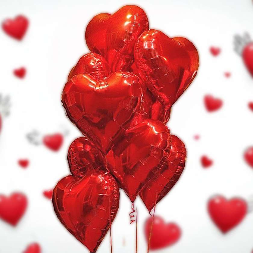 Set of balloons with helium hearts (10pcs)(64)