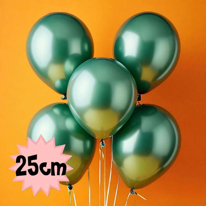 Balloons with helium 25cm (1pc) dark green mettalic