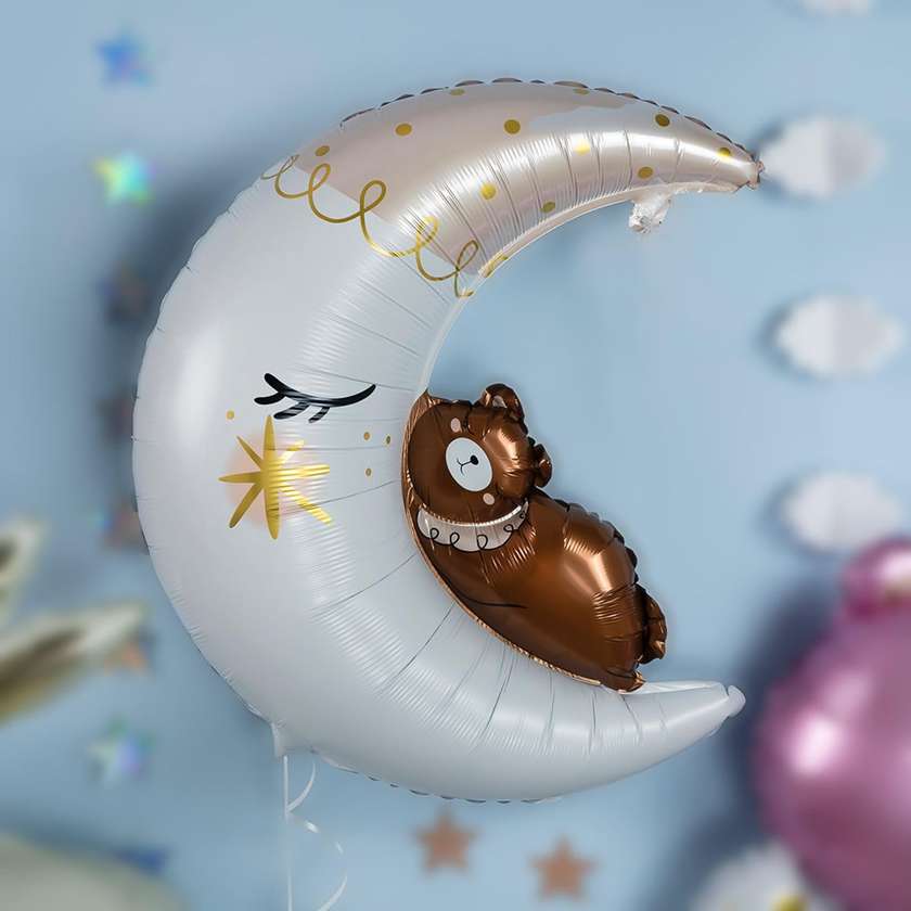 Foil balloon with helium "Moon and Bear" 1pc (68x51cm)(119)