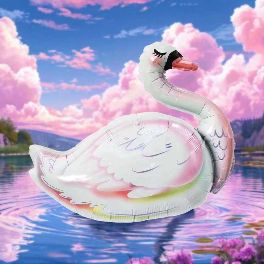 Foil balloon with helium "Swan" 1pc (69x71cm)