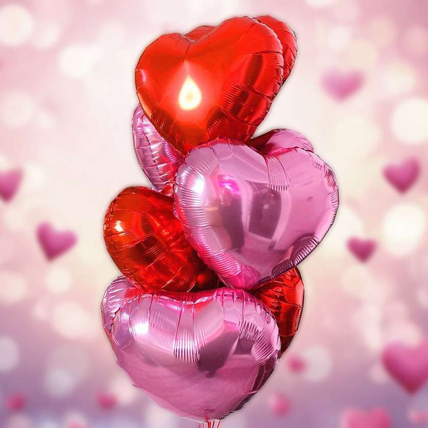 Set of balloons with helium(9pcs). Hearts wit helium. (128)