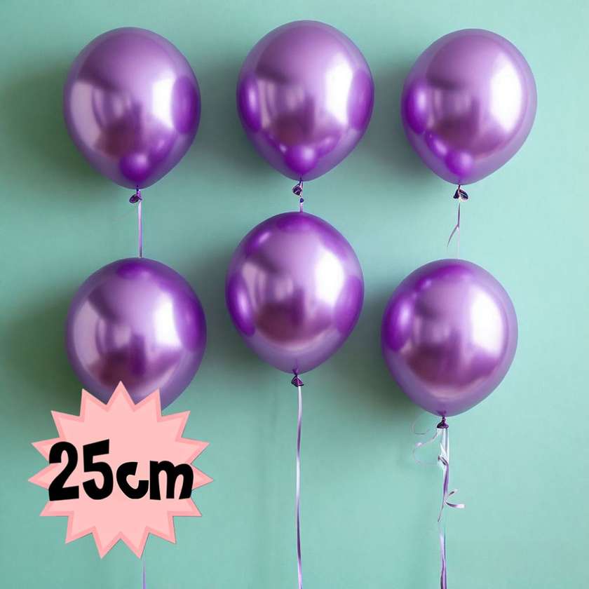 Balloons with helium 25cm (1pc) violet mettalic