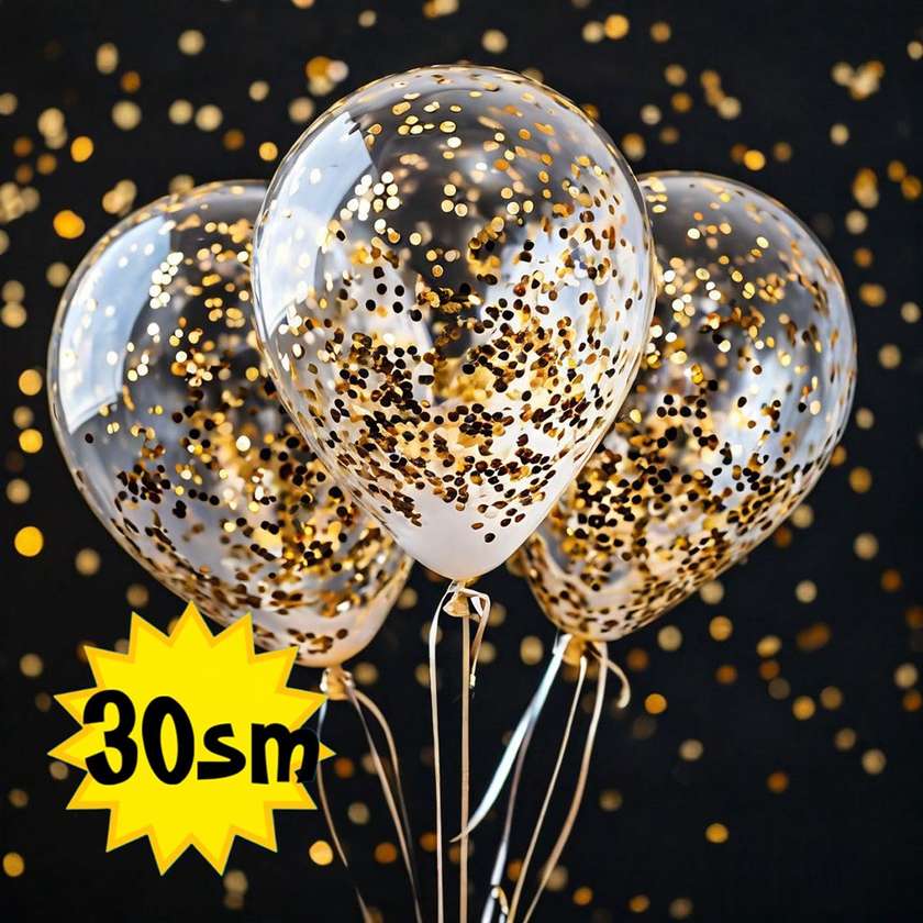 Balloons with helium 30 cm (1pc) gold confetti