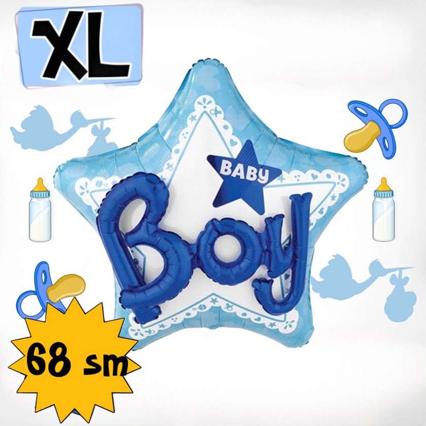 Foil balloon with helium Star XL (68cm) "Baby Boy" (1pcs) (11)