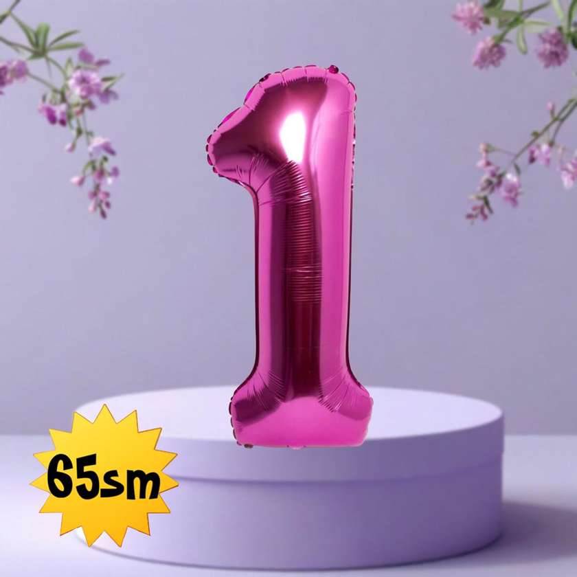 Foil balloon with helium Number 1 (65cm) Pink