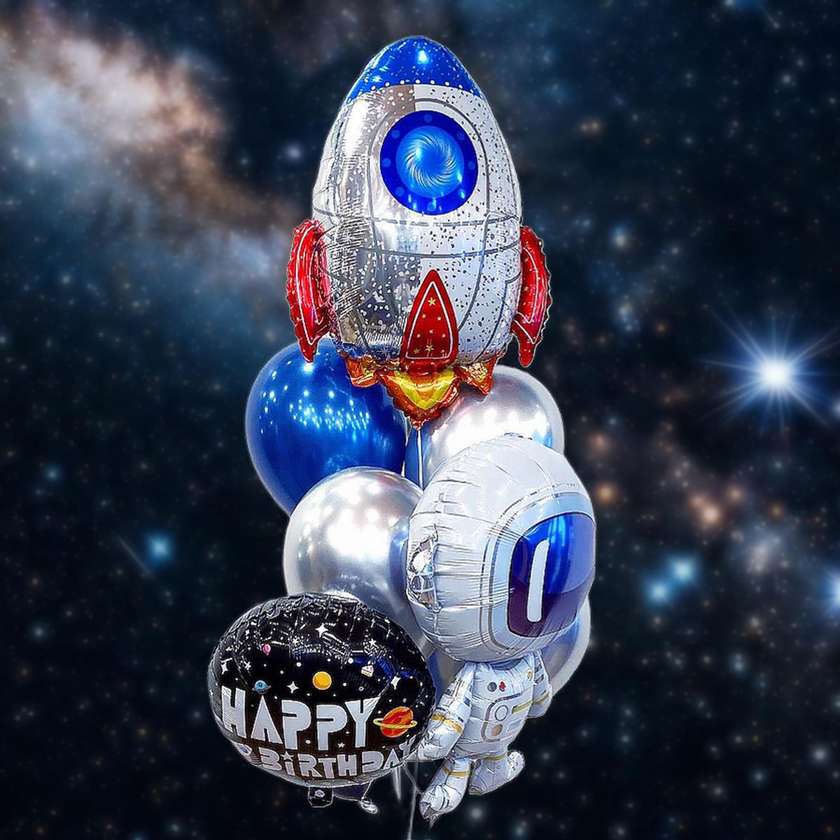 Set of helium balloons "Astronaut, cosmos" (9pcs).(131)
