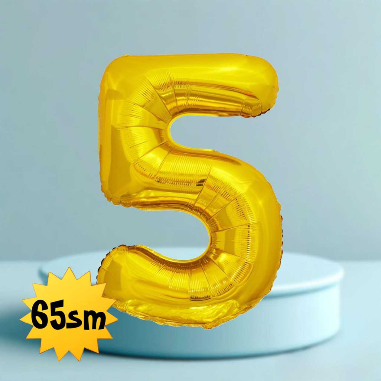 Foil balloon with helium Number 5 (65cm) Gold