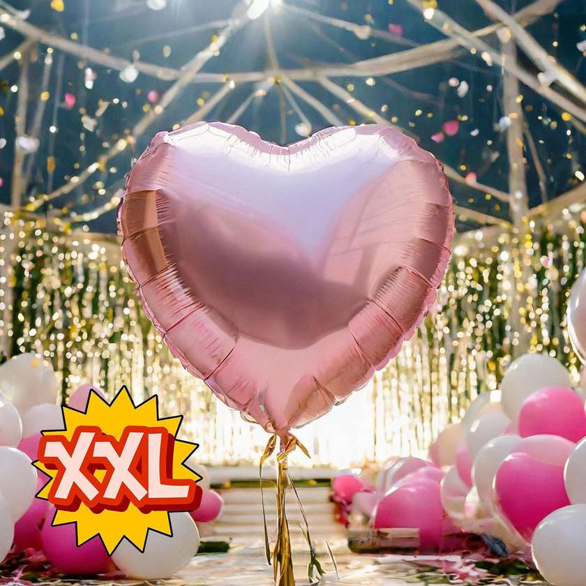 Foil heart with helium XXL (75cm-32") pink (1pc)