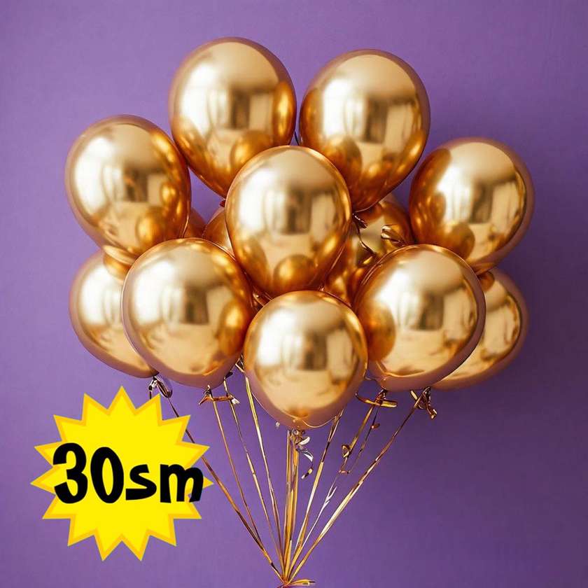 Balloons with helium 30 cm (1pc) Golden Mettalic