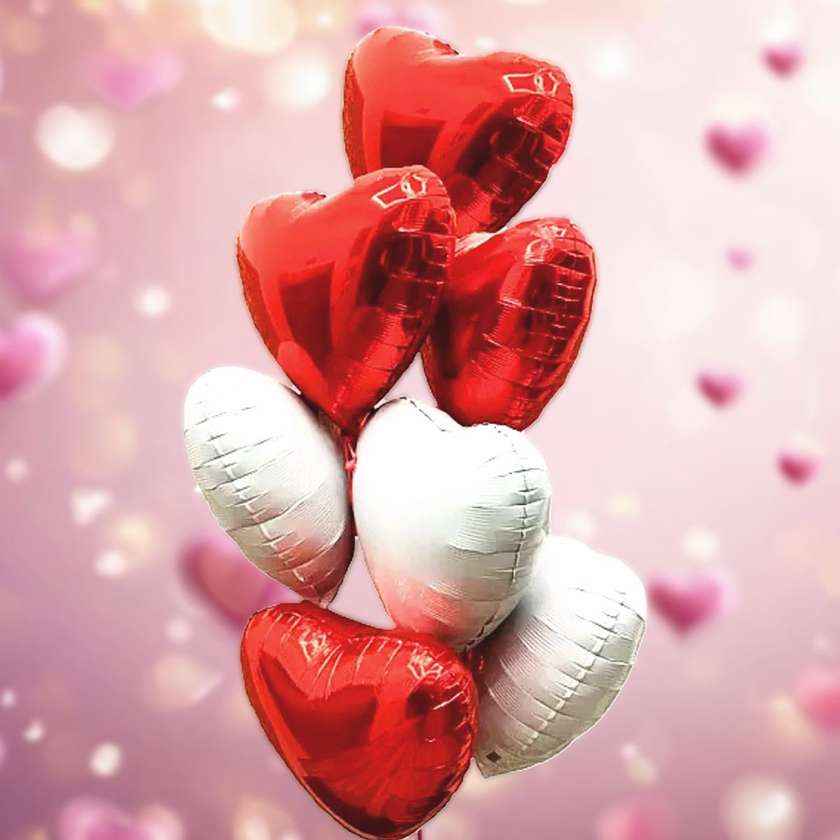 Set of balloons with helium(8pcs). Hearts wit helium. (127)