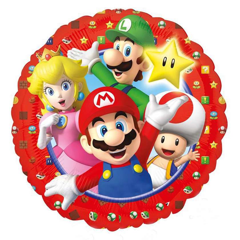 Foil balloon with helium "Mario" 1pcs (41cm)(64)