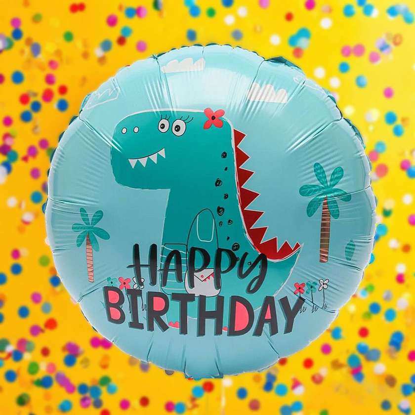 Foil balloon with helium (41cm) Happy Birthday "Dinosaur" (1pcs)(16)