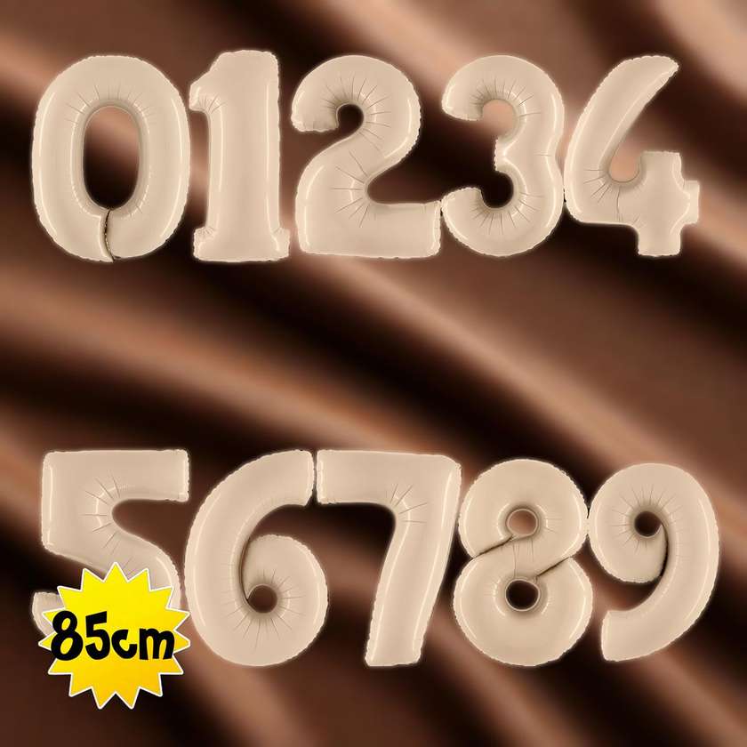 Foil balloon with helium Numbers 85cm, beige