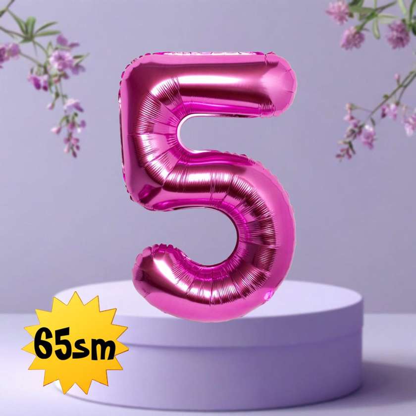 Foil balloon with helium Number 5 (65cm) Pink