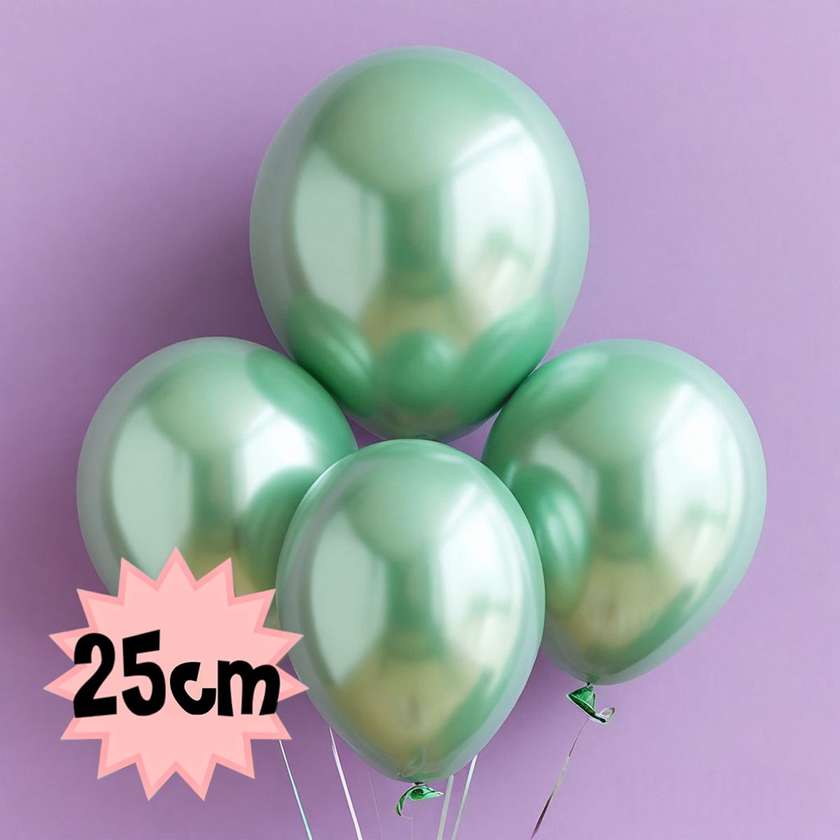 Balloons with helium 25cm (1pc) light green mettalic
