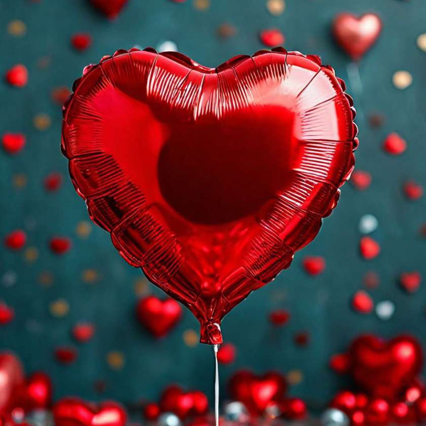 Foil heart with helium (41cm) Red, (1pc)