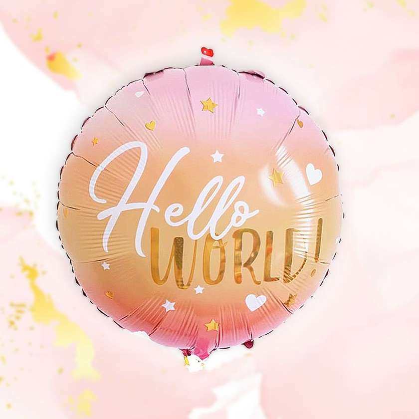Foil balloon with helium (41cm) HAPPY BIRTHDAY ''Hello World'' (1pc)(15)