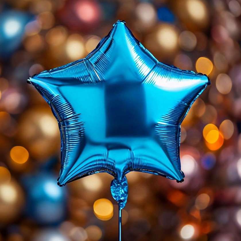 Foil star with helium (41cm) Blue, (1pc)