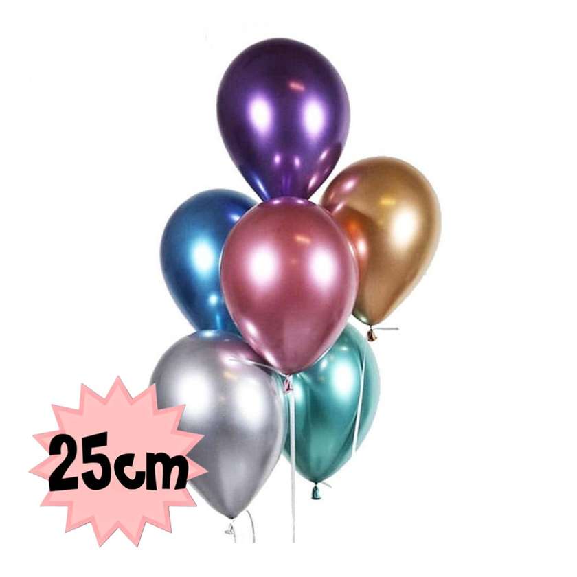 Balloons with helium 25cm (6pcs) colorfull mettalic