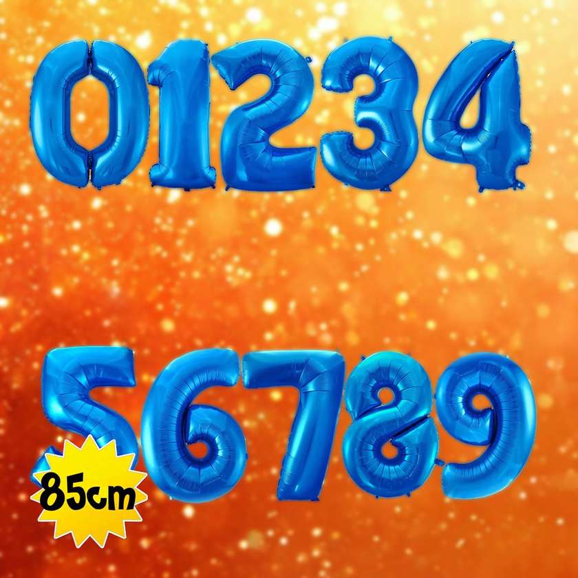 Foil balloon with helium Numbers 85cm, blue