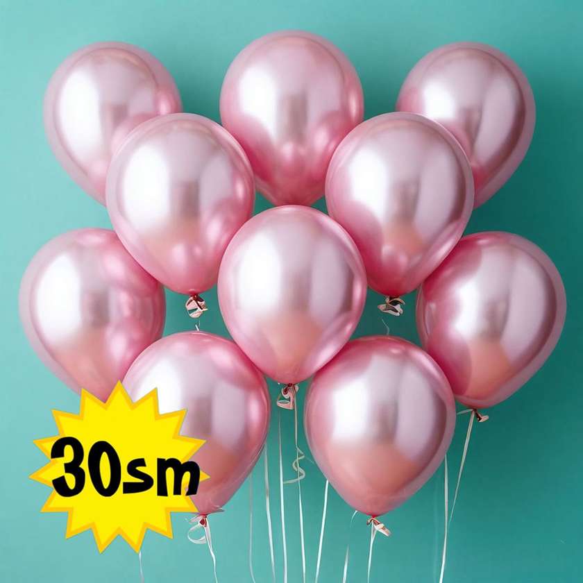 Balloons with helium 30 cm (1pc) pink mettalic