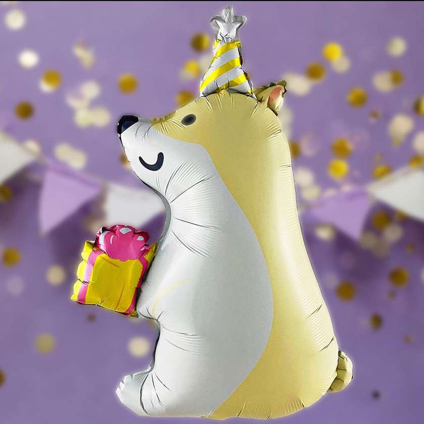 Foil balloon with helium "Corgi dog" 1pc (71x46cm), pink(155)