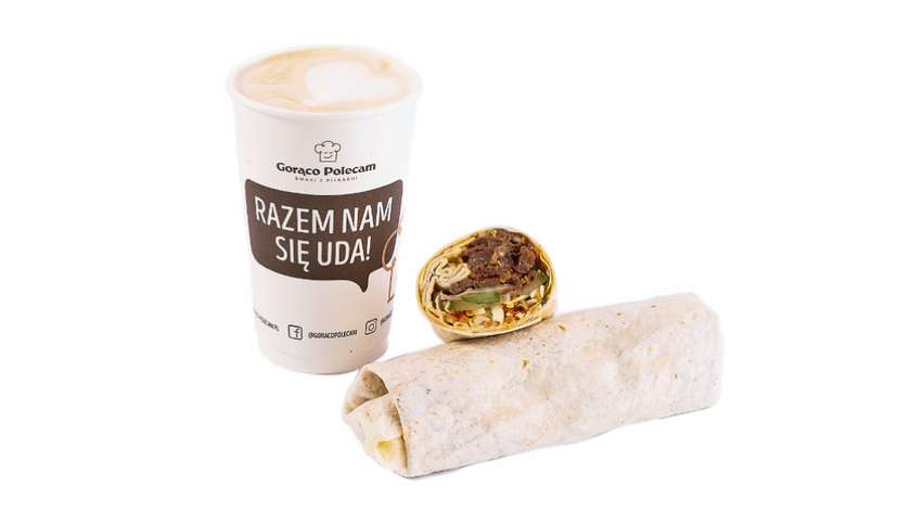 Wrap po azjatycku z szarpaną wołowiną + kawa
