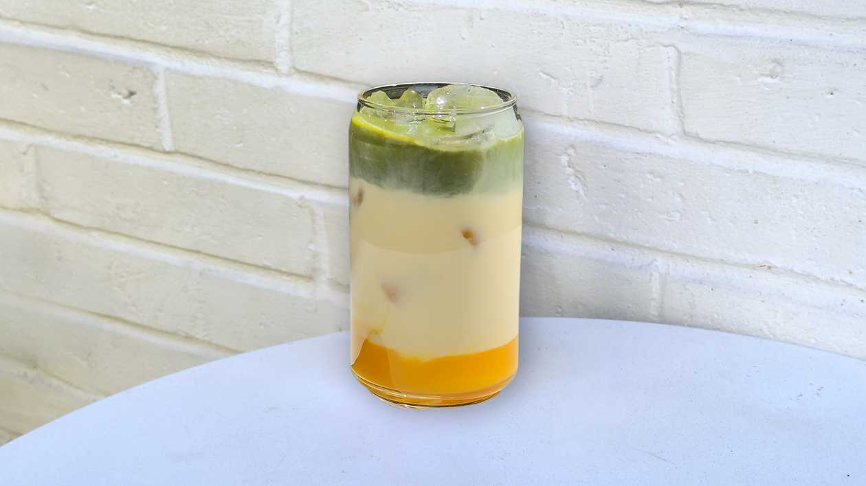 Mango matcha oat latte