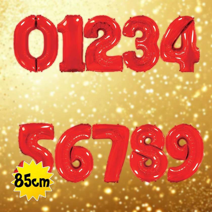 Foil balloon with helium Numbers 85cm, red