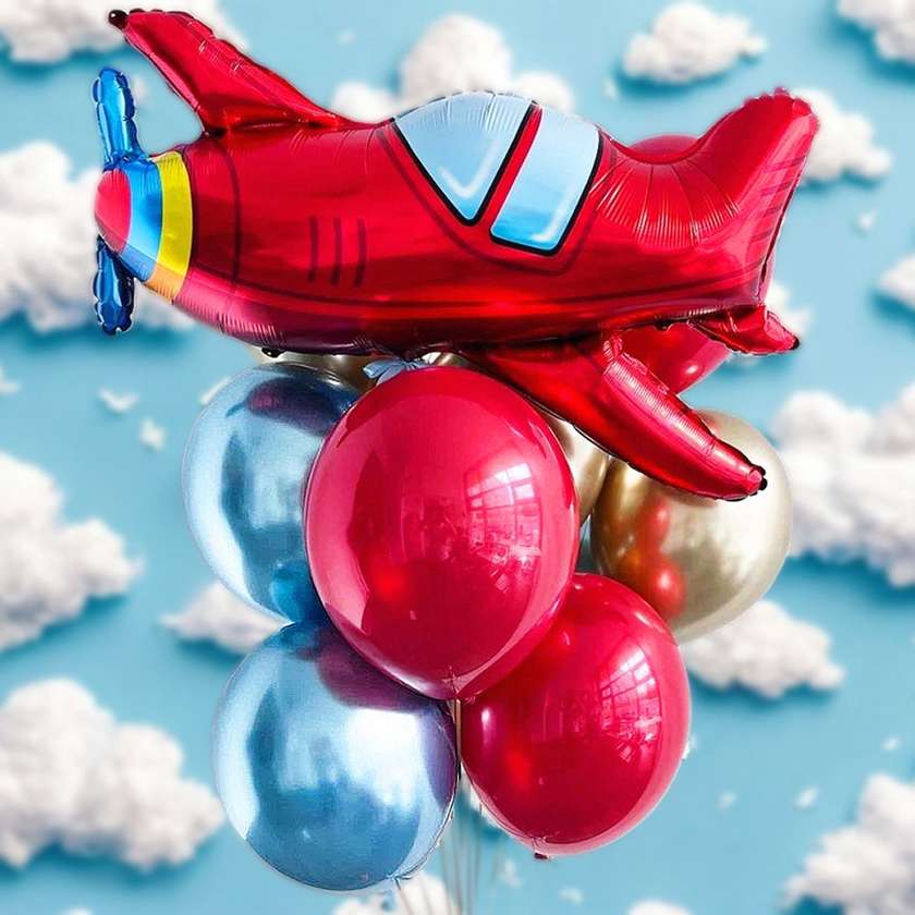 Set of balloons with helium "Airplane" (10pcs)(9)