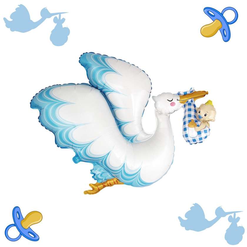 Foil balloon with helium "Stork and boy" 1pc (102x84cm) (133)