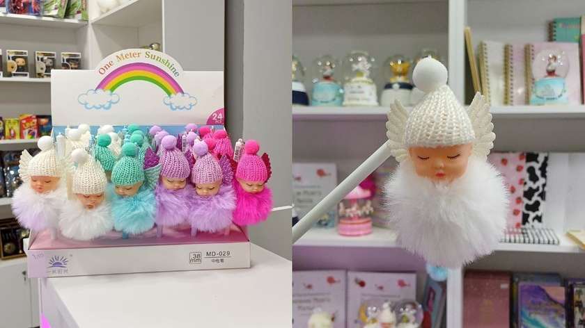 Fuzzy Sleeping Baby Pen - White