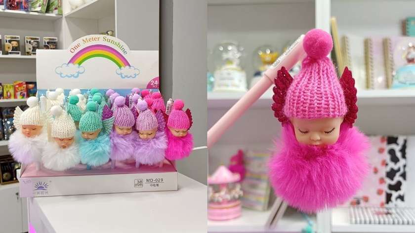 Fuzzy Sleeping Baby Pen - Pink