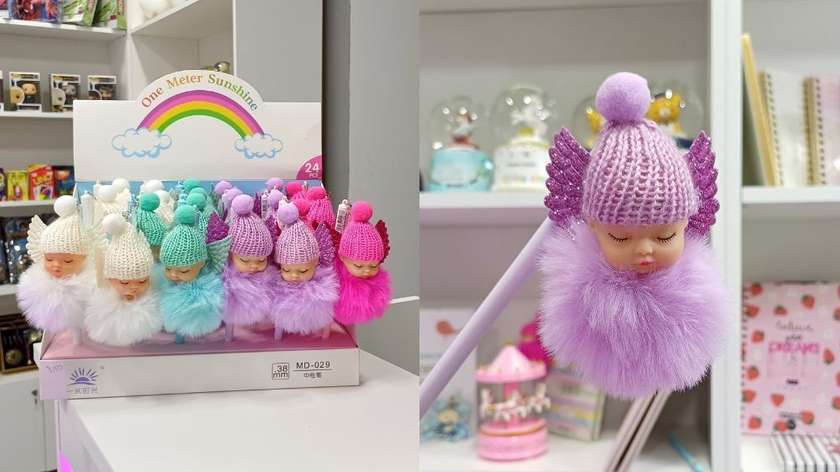 Fuzzy Sleeping Baby Pen - Violet