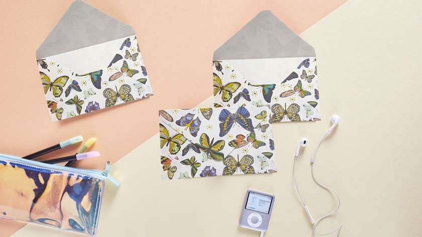 10-Piece Decorative Envelope Set - Blue with Large Butterfly