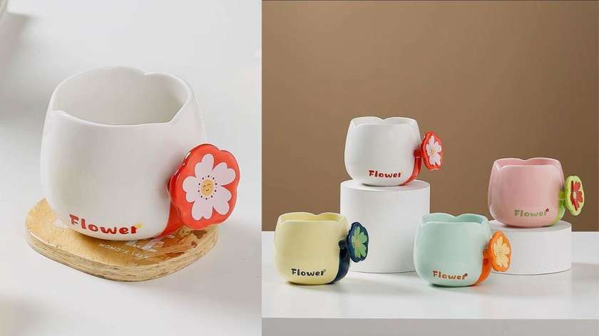Mug with Flower Handle (White)