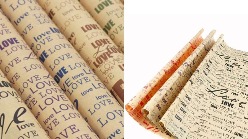 Love Kraft Gift Wrapping Paper (Black Lettered)