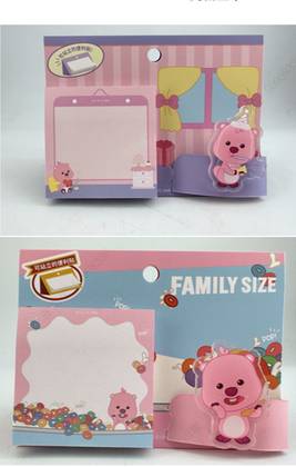ჩასანიშნი ფურცლები/Zanmang Loopy Collection Sticky Notes 80 Sheets & Acrylic Clip Set (B)