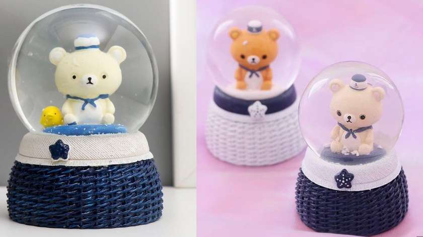 Baby Teddy Yellow - Musical Snow Globe (Large)