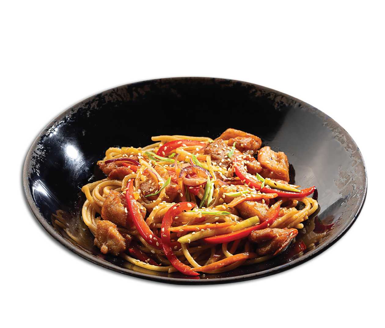 6. WOK SU VIŠTIENA, ananasais ir kiaušininiais makaronais