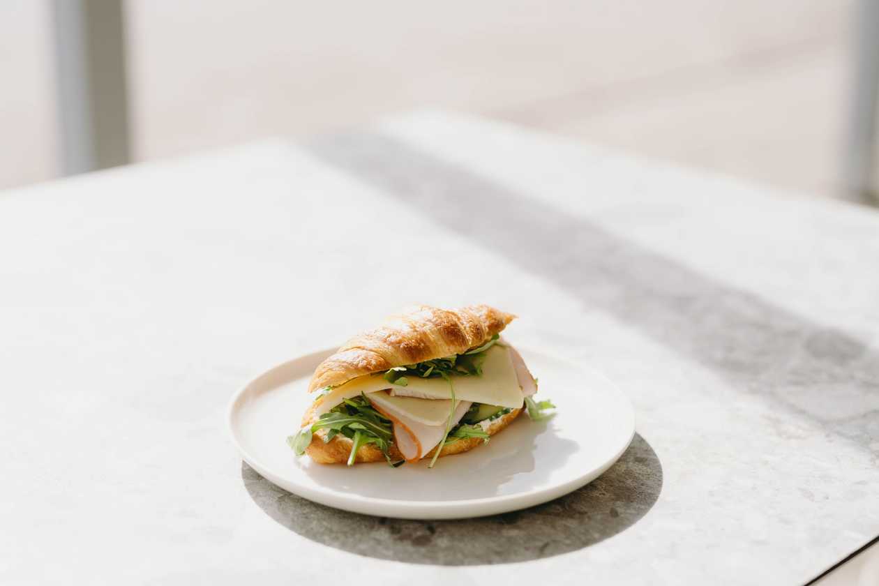 Croissant with cheese and ham