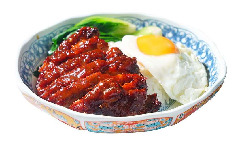 Hongkong Styled honey bbq pork with rice and fried egg(ข้าวหมูแดงสไตล์ฮ่องกง)