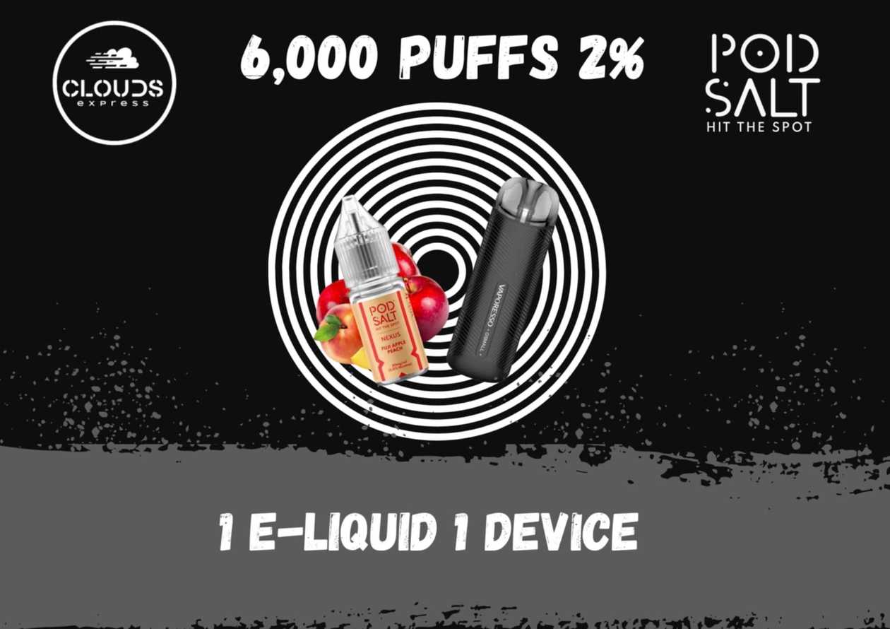 Pod Salt x Clouds Express 6K Puff Kit - Fuji Apple Peach - 20MG