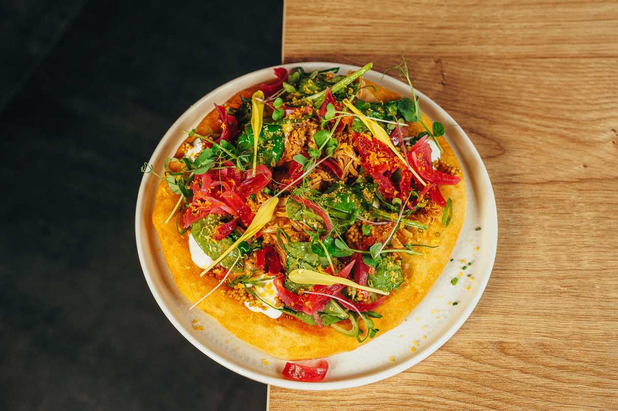 LANGOS WITH PULLED MEAT