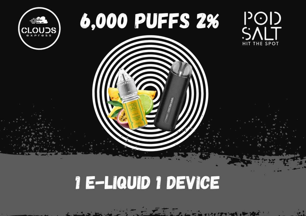 Pod Salt x Clouds Express 6K Puff Kit - Pineapple Passion Lime - 20MG