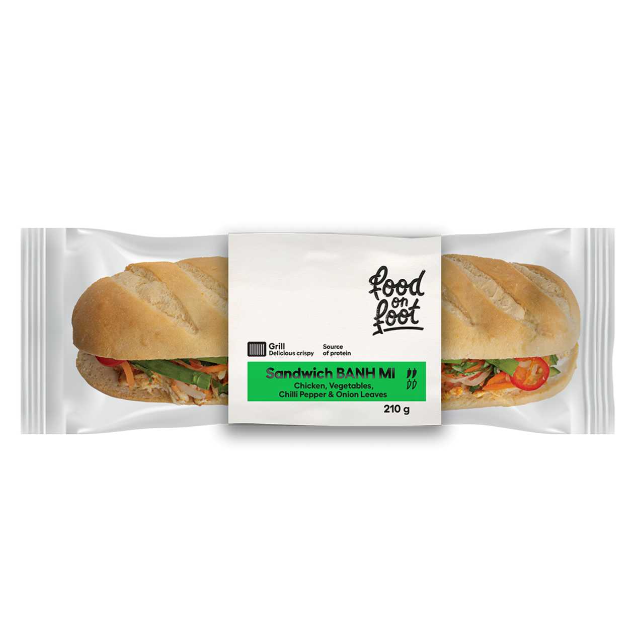 Mantinga, Banh Mi Sandwich With Chicken, Vegetables, Chili Pepper, and Onion, 210g (expires soon)