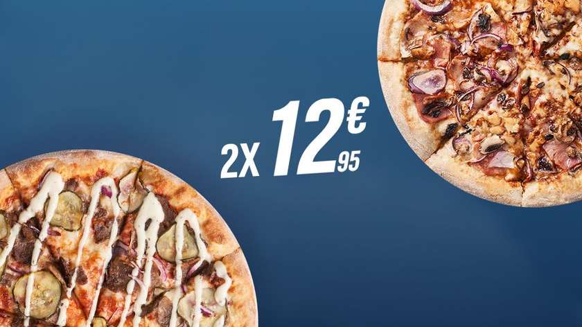Покупайте 2 пиццы размера L, и каждая будет стоить всего €12.95!